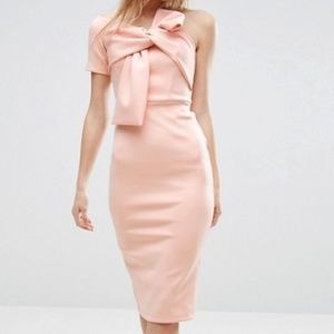ASOS Bow One Shoulder Scuba Midi Dress